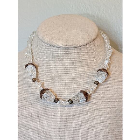 Vintage Rock Quartz Chip Acorn Bead 16" Necklace W/ Barrel Clasp - Picture 6 of 6